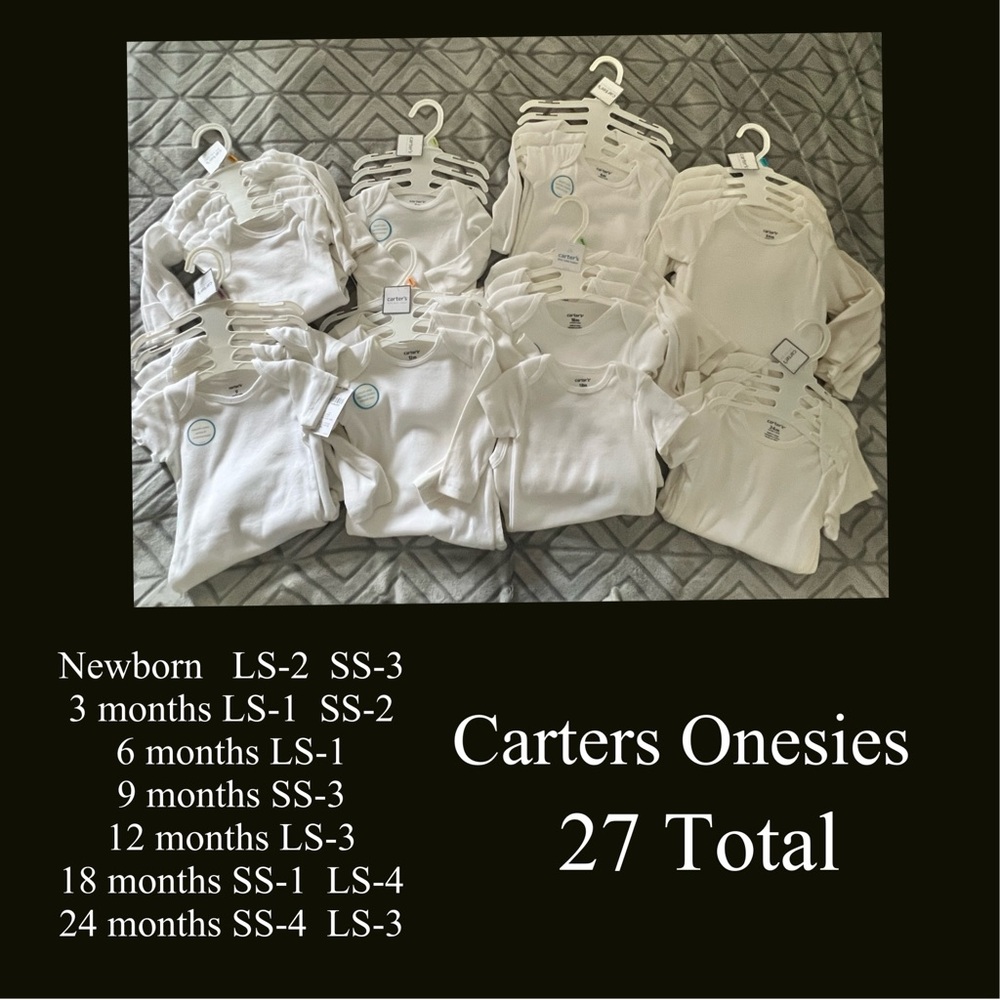 NWT Carters White Onesies - multiple sizes and styles 27 total